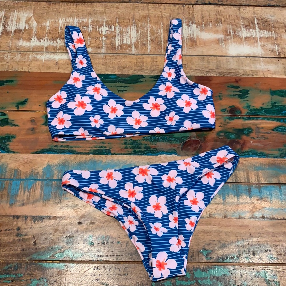 Floral Blue Bikini Set